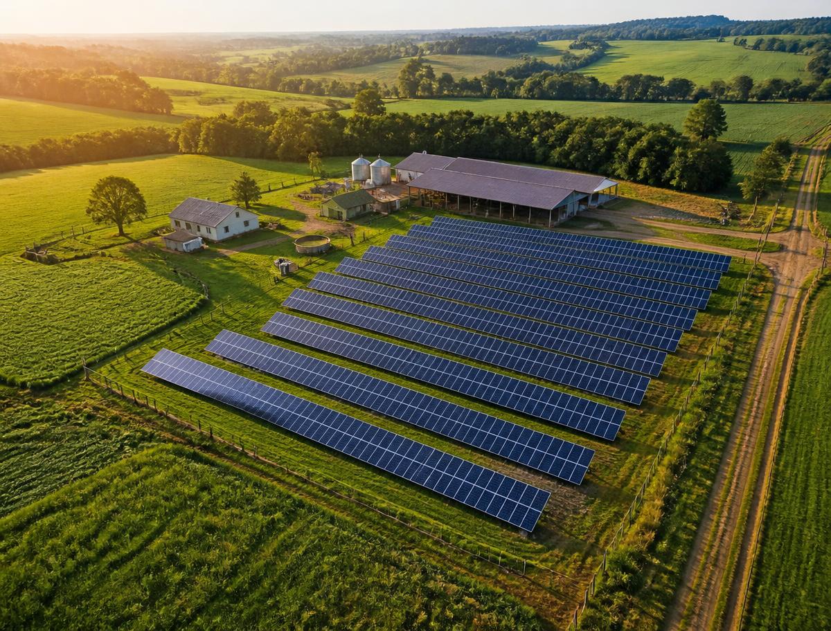 Usina solar instalada em campo